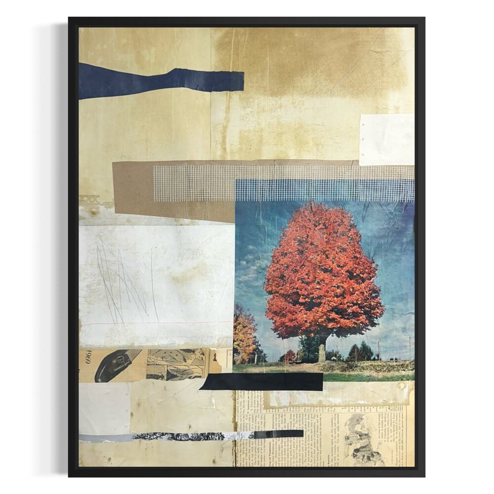 Original Mixed Media Modern Art Colllage Painting 18x24 "Xenolith" Signed